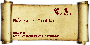 Mácsik Mietta névjegykártya
