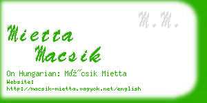 mietta macsik business card
